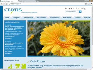 Screenshots der Website von Certis Europe